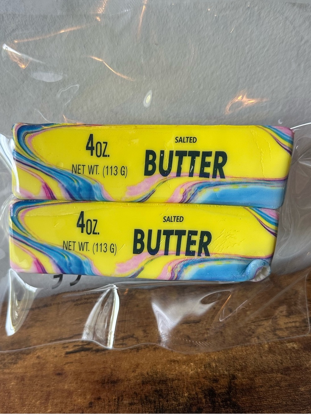 2 Pack Butter Squishy Toy Slow Rising Squish Marble-Print Yellow, Blue, Pink NWT